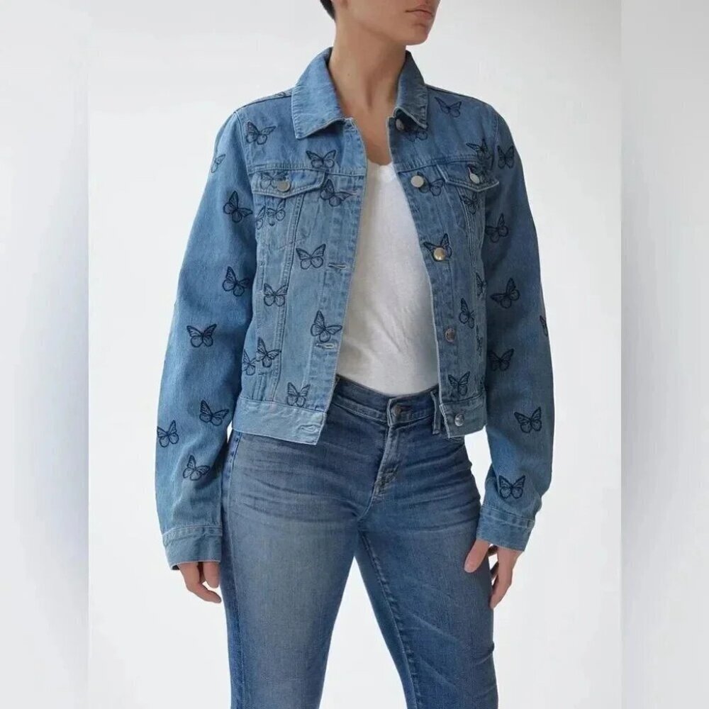 SAMANTHA SIPOS Good Vibes Denim Jacket large - Picture 2 of 13
